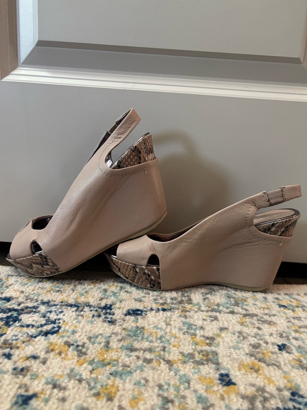 Kenneth Cole Mind Body Sole Taupe Wedge Slingback Sandals